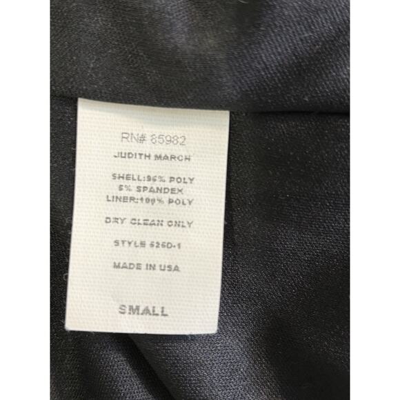 Judith March Black Velvet Evening Dress Small LBD Puff Lace Sleeve Party - Picture 6 of 6